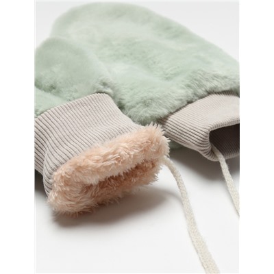 Варежки меховые женские MINAKU пушистые, размер 25 см, мятные