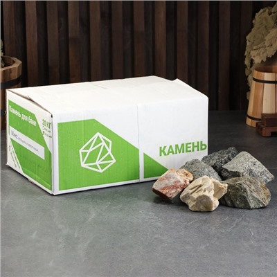 Камни для бани «Микс», дунит, кварцит, талькохлорит, 30 кг, колотые, фракция 7-15 см