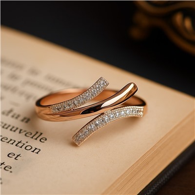 Кольцо 19 р ювелирная бижутерия коллекция "Дубай" покрытие позолота, вставка: цирконы, цвет: прозрачный, арт.007.225-19