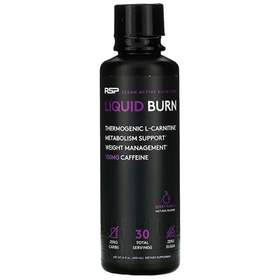 RSP Nutrition, Liquid Burn, Thermogenic L-Carnitine, Berry Punch, 15 fl oz (450 ml)