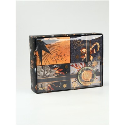 Подарочный набор новогодний «С новым годом»: чай (50 г), арахис, ананас в шоколаде, крем-мед