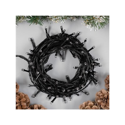 Гирлянда «Нить» 10 м, IP20, тёмная нить, 100 LED, 8 режимов, 220 В, свечение фиолетовое