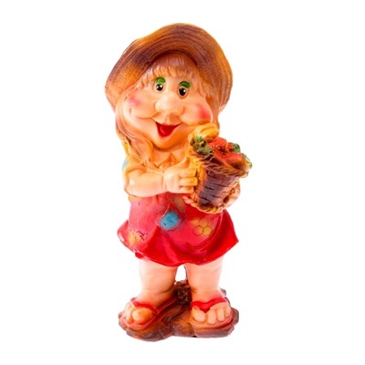 Садовая фигура из гипса «Гном с корзиной», 39×15×16 см, МИКС