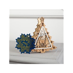 Ёлочная игрушка «Ёлочка с оленем», 11×11×2 см, от батареек, свечение тёплое белое