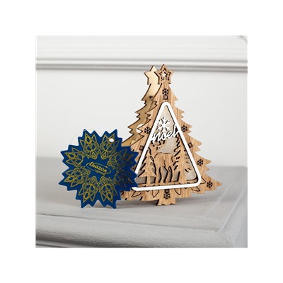 Ёлочная игрушка «Ёлочка с оленем», 11×11×2 см, от батареек, свечение тёплое белое