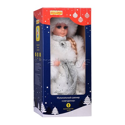 Сувенир музыкальный "Внучка деда мороза в белой шубе с поясом" с мелодией, 30 см