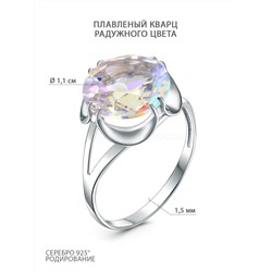 Серьги из серебра с плавленым кварцем радужного цвета родированные 925 пробы 521-10-01р152