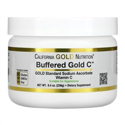 California Gold Nutrition, Buffered Gold C, некислый буферизованный витамин C в форме порошка, аскорбат натрия, 238 г (8,4 унции)