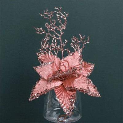 Цветок декоративный Пуансеттия розовая 40 см / P14 /уп 480/