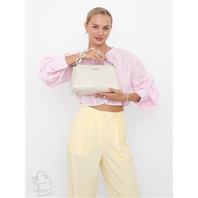 Сумка женская кожаная 1230-2Y apricot white Polina&Eiterou
