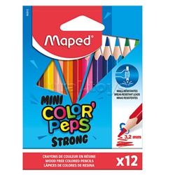 Карандаши цветные 12 цв. "Color'peps mini strong" повышенной прочности, мини, пластиковые