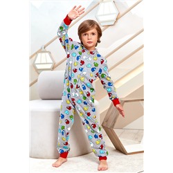 Пижама комбинезон пижамный Juno AW21BJ630 Sleepwear Boys серый меланж амонгс Ас