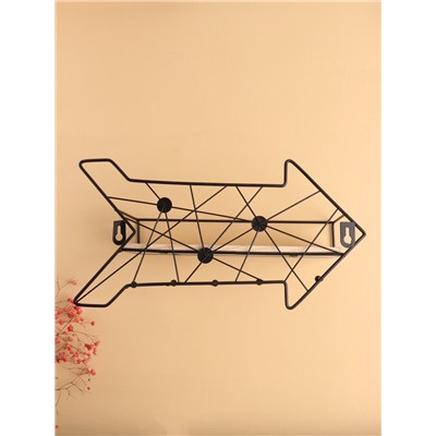 Вешалка настенная с полкой 26×9 см «Стрелка», крючки декоративные, с подсветкой, 5 крючков, чёрная