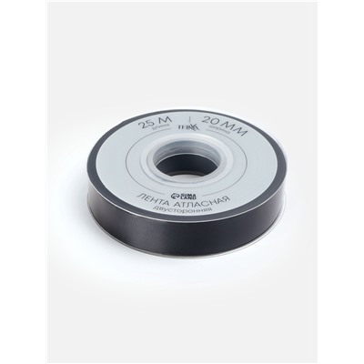 Лента атласная TEIRA, двухсторонняя, 20 мм, 25±1 м, чёрная №0030