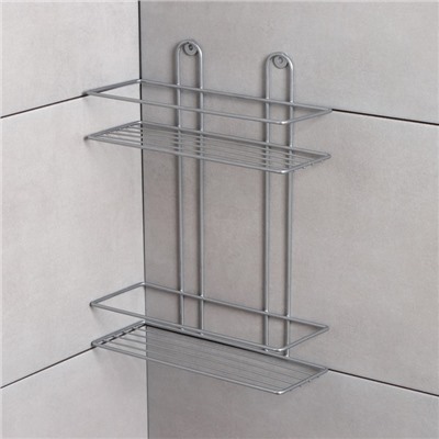 Полка прямоугольная 2-х ярусная, 26.5×10.5×35 см, цвет хром