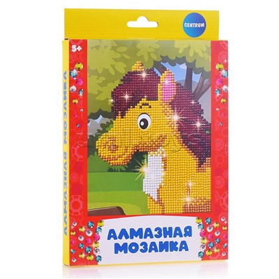Алмазная мозаика "Конь" 20х15см, частичное заполнение