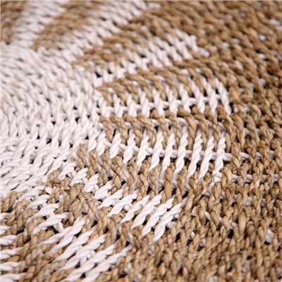 Коврик на пол круглый натуральный плетёный «Солнышко», из водорослей, 60 см, бежевый