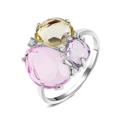 Кольцо, аметист , лимонный топаз , морганит, Вивальди