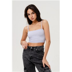 Кроп F-топ-бандо-3 спортивный домашний на тонких бретельках (Светло-сиреневый)