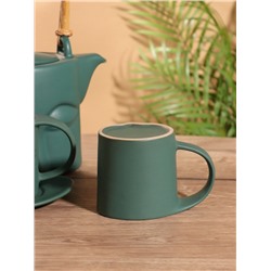 Набор для чаепития «Зелёный глаз», чайник, 2 чайные пары, керамика