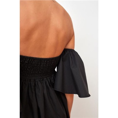 Платье с открытыми плечами MIST, размер 48, цвет чёрный