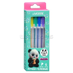 Набор ручек гелевых "Yummy Panda" 06 цветов с блестками, d=1 мм, прозрачно-матовый корпус, сменный стержень, в картонной коробке