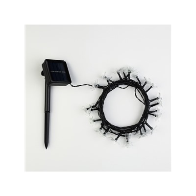 Гирлянда «Нить», 4.5 м, уличная, с насадками «Ромашка», IP44, 30 LED, 2 режима, солнечная батарея, тёмная нить, свечение мульти