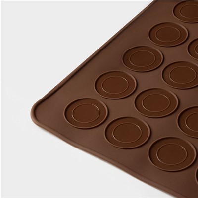 Коврик для выпечки макарун Доляна «Ронд», силикон, 27×24.5 см, коричневый