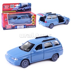 Машина металл LADA 111, 12 см, (двери, багаж., голуб.,) инерц., в коробке