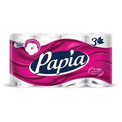 Туалетная бумага Papia 3 слоя, 8 рул.