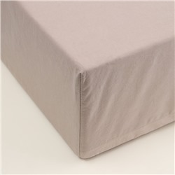 Простыня на резинке 1.5-спальная SL Home Cotton, 140×200+30 см, бежевая, жатый хлопок