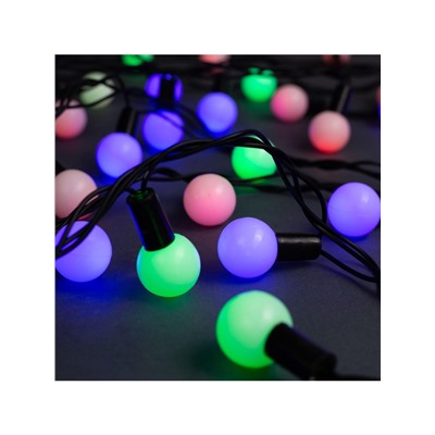 Гирлянда «Нить» 10 м с насадками «Шарики 2.5 см», IP44, тёмная нить, 100 LED, свечение мульти (RG/RB), мигание, 220 В