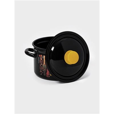 Кастрюля эмалированная «Карри», 3 л, d=19.2 см, цилиндрическая, чёрная