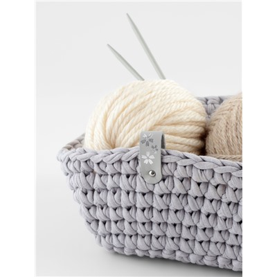 Бирка с кнопкой «Цветок» TEIRA, с тиснением, 8×1.5 см, 10 шт., серая