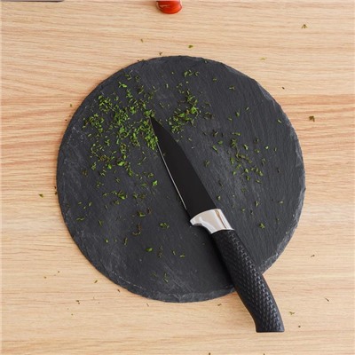 Нож кухонный с антиналипающим покрытием Доляна «Супер-блэк», лезвие 8.5 см, чёрный