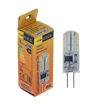 Лампа светодиодная Ecola Corn Micro, G4, 1.5 Вт, 2800 K, 320°, 35×10 мм