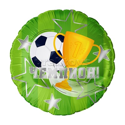 Шар (18''/46 см) Круг, Чемпион! (футбол), 1 шт. в уп.