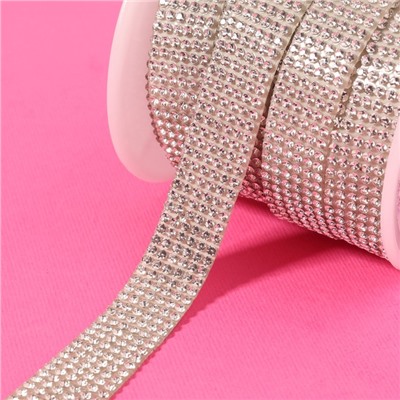 Стразы самоклеящиеся, d=2×14 мм, 4.5±0.5 м, цвет серебряный