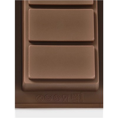 Форма для дубайского шоколада Доляна «Квадраты, полосы, пирамиды», 6 плиток, 27.5×17×2 см, силикон, коричневая