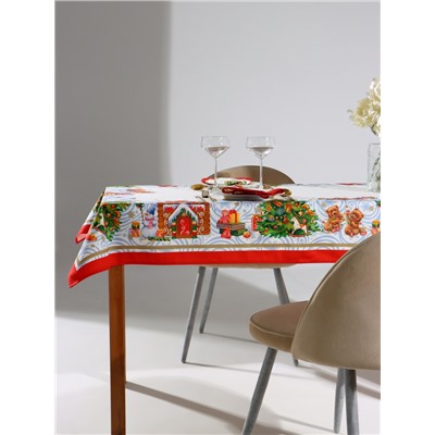 УЦЕНКА Набор столовый "Новогодняя сказка" скат.150х110см +/-3см с ГМВО, салф.40х40см-4 шт, хл100% 16