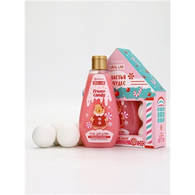 Подарочный набор новогодний «Счастья и чудес»: гель для душа, 200 мл и бомбочки для ванны 4 шт. × 40 г, URAL LAB