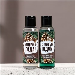 Подарочный набор новогодний мужской «С праздником»: гель для душа и шампунь для волос, 2×100 мл, Чистое счастье