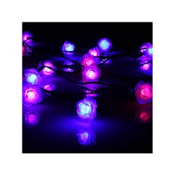 Гирлянда «Нить», 4.5 м, уличная, с насадками «Цветок», IP44, 30 LED, 2 режима, солнечная батарея, тёмная нить, свечение синее/фиолетовое/розовое