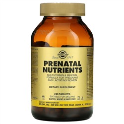 Solgar, Prenatal Nutrients, мультивитамины и мультиминералы, 240 таблеток