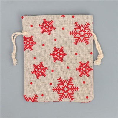 Мешочек подарочный холща «Новогодние ожидания», снежинки, холща, 10×12 см ± 1.5 см