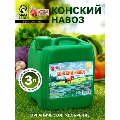 Органическое удобрение «Конский навоз» Рецепты дедушки Никиты, экстракт, канистра 3 л