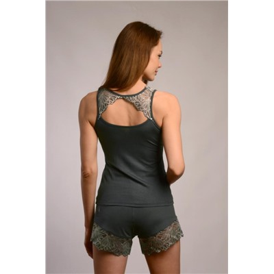 Пижама с шортами "ЭЛЕН" (Серо-зеленый)