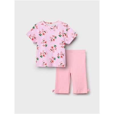 Комплект детский трикотажный для девочек: джемпер (футболка), брюки (легинсы укороченные)