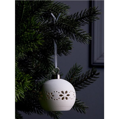 Ёлочный шар «Орнаменты», 6.9×6.9×5.9 см, 1 LED, керамика, от батареек LR44×2, свечение тёплое белое