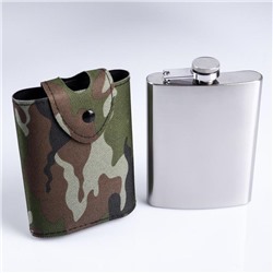 Фляжка Мастер К «Полковник», 240 мл, в чехле, подарочная, армейская, 8 oz, нержавеющая сталь, зелёная